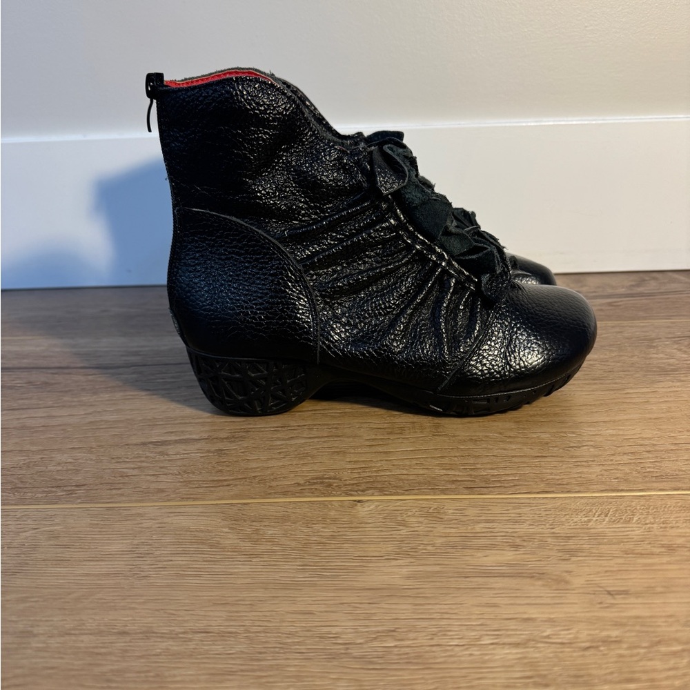 Black Textured Ankle Boots
